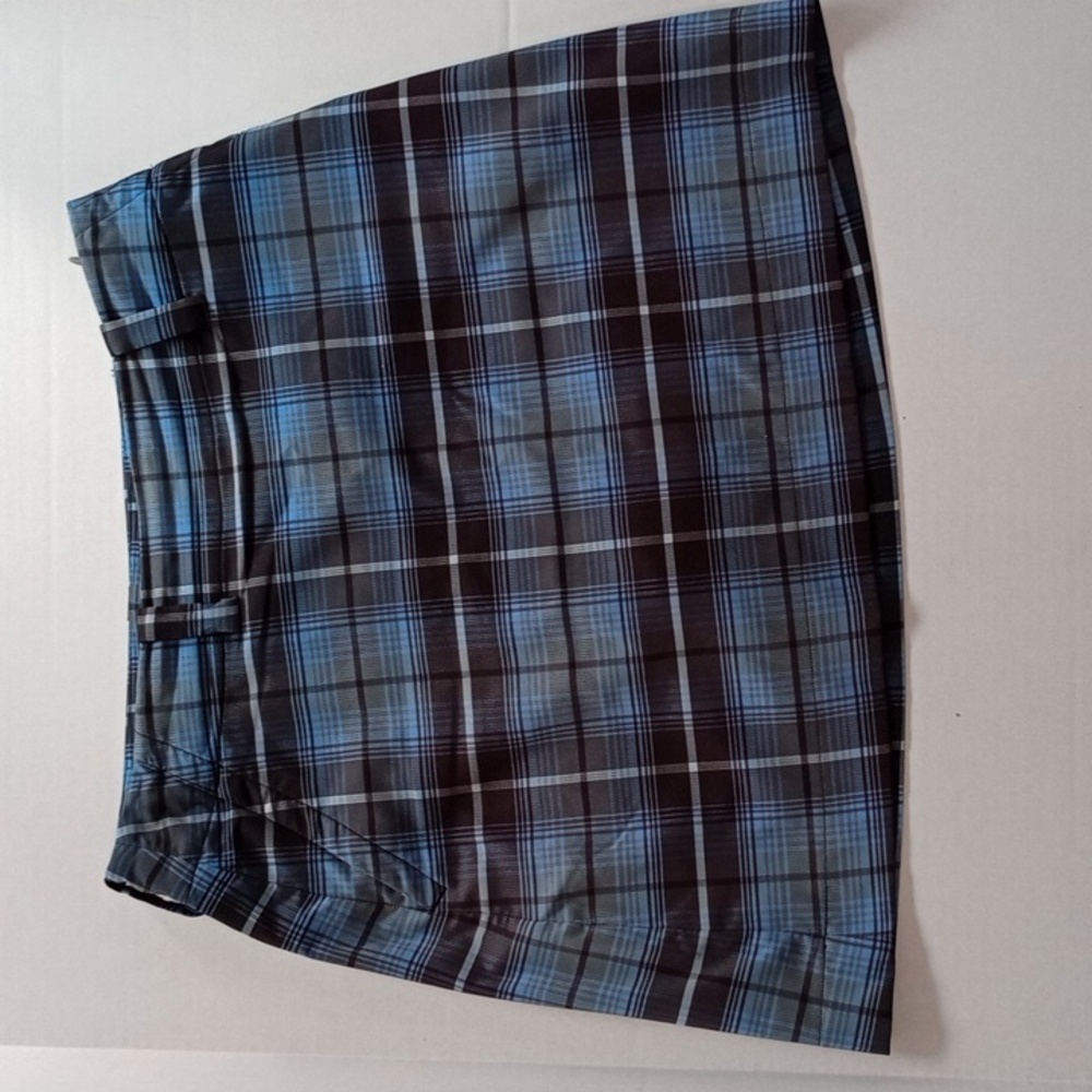 Nike Skirt Size 8 Blue White Black Plaid Golf Dri Fit Performance Athletic Skort